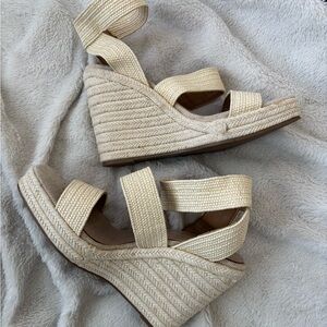 Elegant Cream Wedge Sandals